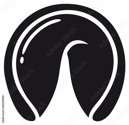 Fortune Cookie Icon Symbol Black and White Asian Tradition