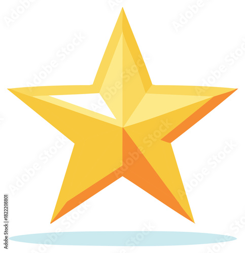 Shiny golden five pointed star award for success and excellence 3D vector illustration