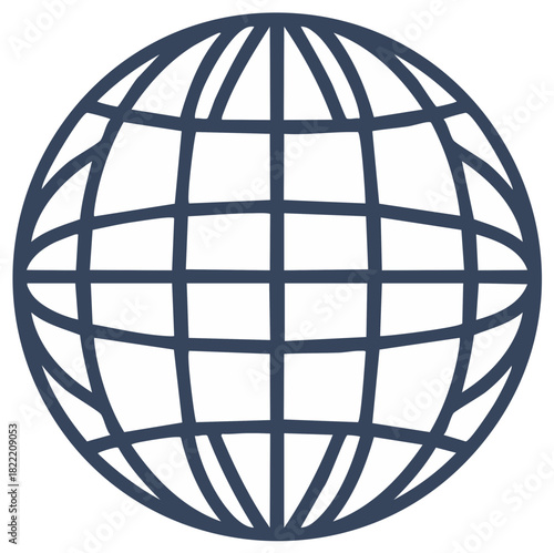 Earth Globe Icon with Grid Pattern Representing Global Communication and Connectivity