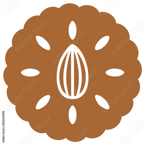 Almond Cookie Illustration Food Sweet Treat Decoration Design Bakery Pastry Icon