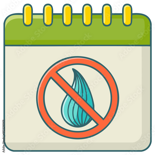 Calendar Page with No Water Drop Symbol