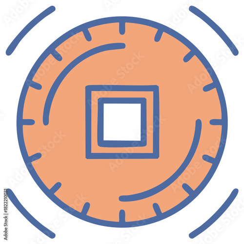 Stylized traditional Chinese lucky coin icon with square hole representing prosperity wealth and good fortune