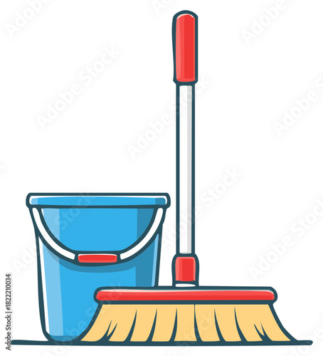 Mop and Bucket Cleaning Equipment for Floor Surface Care at Home