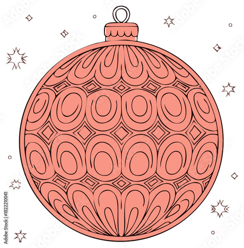 Festive pink holiday ornament with intricate patterns and sparkling decorative details