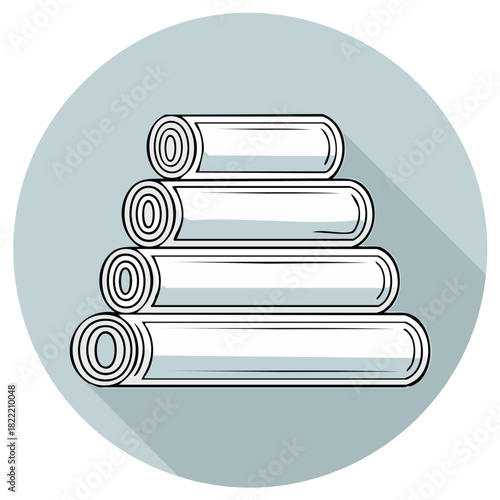 Clean Rolled Towels Stacked in a Pyramid Flat Design Icon