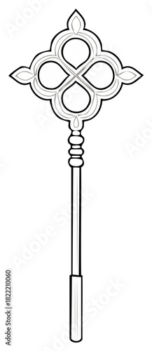 Elegant ornamental staff icon with quatrefoil design element vector illustration