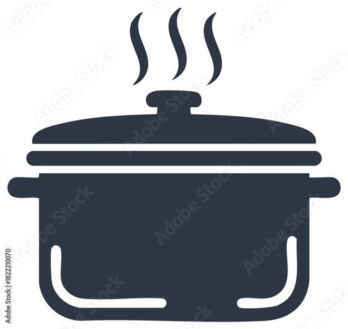 Pot with Lid and Steam Illustration for Cooking or Serving Warm Dishes