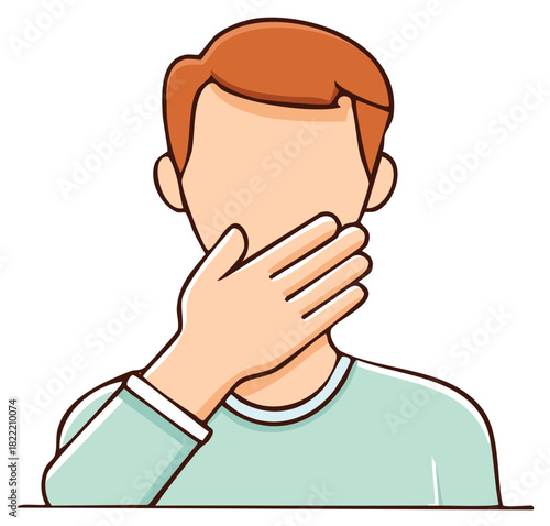 Person covering mouth with hand expressing silence surprise or keeping a secret