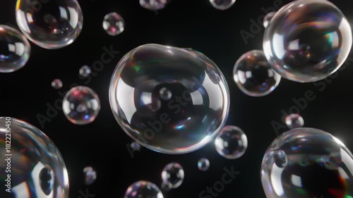 Wallpaper Mural Floating Transparent Soap Bubbles with Light Reflections on Dark Background Torontodigital.ca