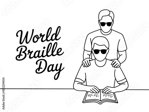 World Braille Day is celebrated by visually impaired individuals reading a book.