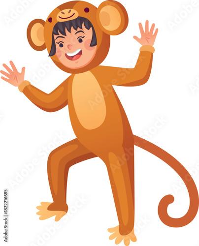 Monkey costume kid. Funny animal party outfit