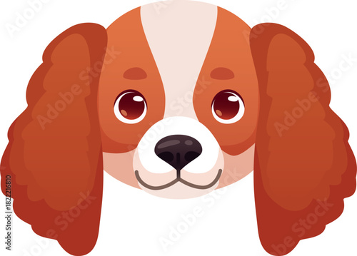 Spaniel head. Dog breed portrait. Cartoon emoji
