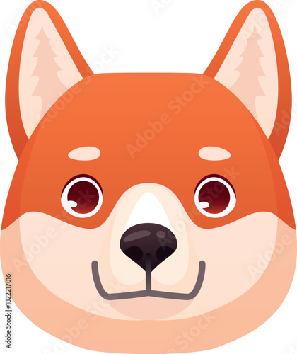 Shiba inu head. Kawaii dog emoji. Pet avatar