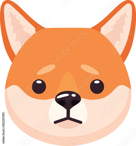 Sad dog emoji. Japanese pet upset emotion