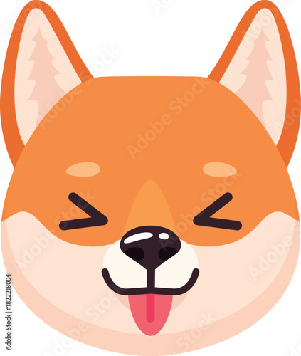 Tongue out emoji. Cute dog comic emotion