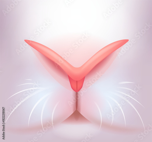 Rabbit nose. Pink animal face in realistic style