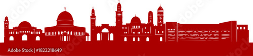 Black Vector Silhouette: Jerusalem Skyline or Temple Facade
