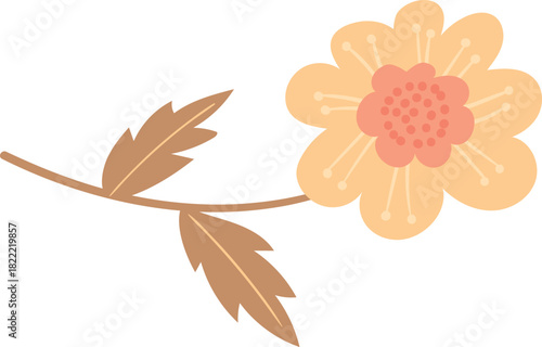 Decorative autumn yellow flower drawing