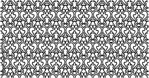 Vertical geometric black and white pattern with elongated diamond waves arranged symmetrically.