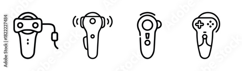 Set of four linear video game controller icons