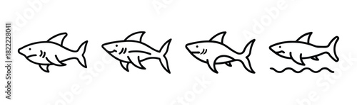 Vector illustration of a fierce shark in motion ready to attack