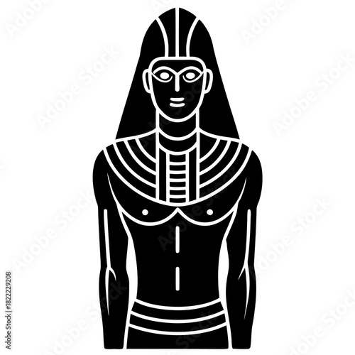 Ancient egyptian pharaoh icon in black and white silhouette