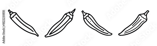 Crisp okra pod vector illustration simple icon food vegetable art