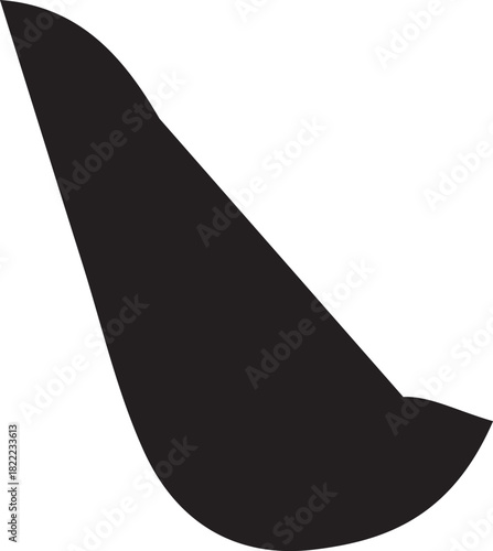 Dynamic flowing abstract black silhouette vector shape on a pristine white background, perfect for modern graphic design, minimalist branding, or sleek artistic elements