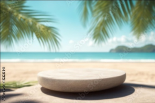 Wallpaper Mural Podium for product at tropical beach, AI generated image Torontodigital.ca