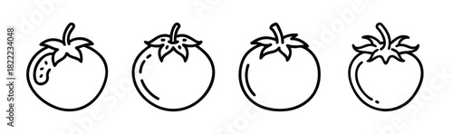 Vector illustration of a single ripe roma tomato with stem and leaves