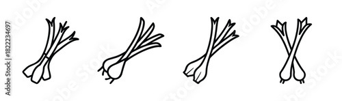 Stylized vector illustration of scallions green onion food icon