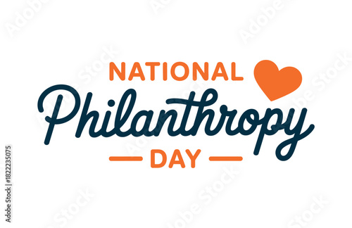 National Philanthropy Day text with a heart symbol is displayed on a white background.