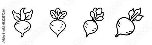 Vector illustration of a turnip root vegetable with greens