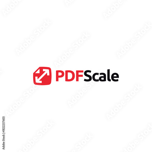 PDFScale logo featuring a red icon with arrow and text.