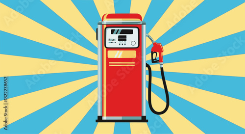 Vector illustration of a red gas pistol with gasoline dispenser pumps. EPS version.