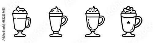 Vector illustration of a warm irish coffee drink with cream and steam