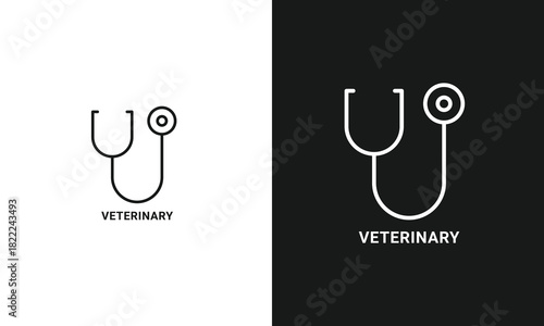 Veterinary Stethoscope Line Art Icon for Animal Healthcare, Medical Diagnosis, and Vet Clinic Logos