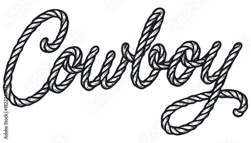 Cowboy word illustration, text effect vector isolated on transparent background