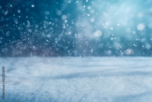 Winter blue background with snow, AI generated image