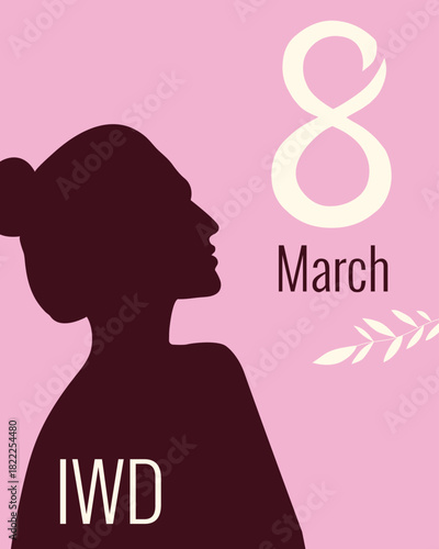 Minimalist 8 March Women's Day Poster with Female Silhouette