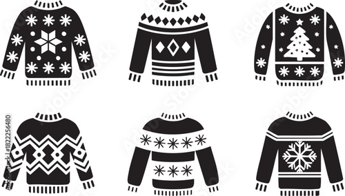 Ugly Christmas Sweater Vector Set Festive Holiday Knitwear Designs Collection