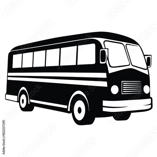 A classic bus silhouette showcases vintage transport with bold lines and simple, elegant shapes