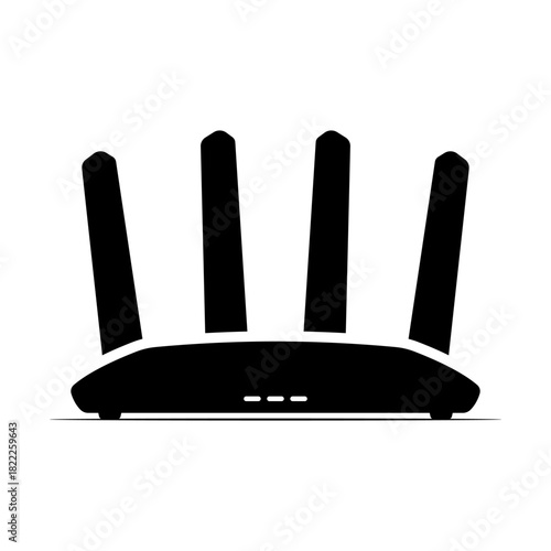 Wi-Fi router icon. Black silhouette. Front and side view. Vector simple flat graphic illustration. Isolated object on a white background.