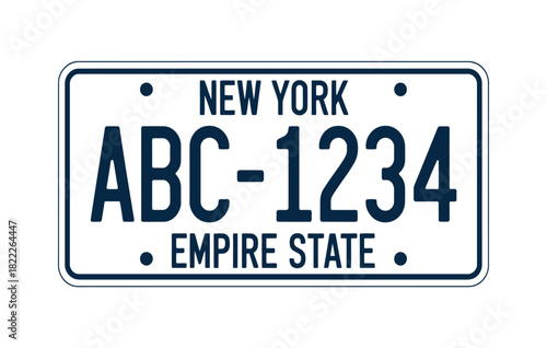 Generic license plate with "New York" and "Empire State" text