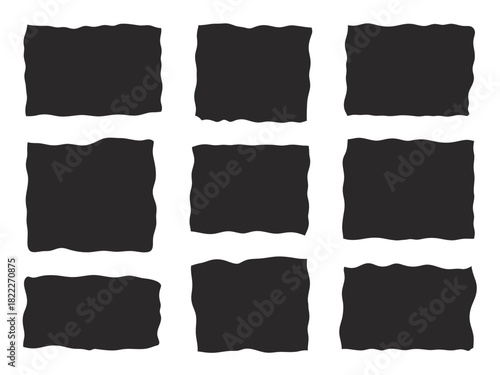 Nine dark rectangles arranged in a grid pattern on a white background space