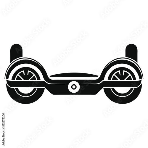 In black silhouette, a self balancing scooter looks sleek and modern on white