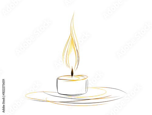 Silhouette of a candle on white background