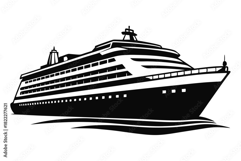 Obraz premium Majestic cruise liner sailing smoothly with bold black and white contrasts evokes adventure