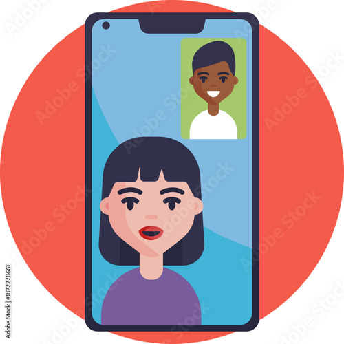 Represents a live video conversation between two or more people.