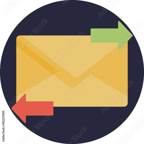 Envelope with arrows indicating sending and receiving messages.